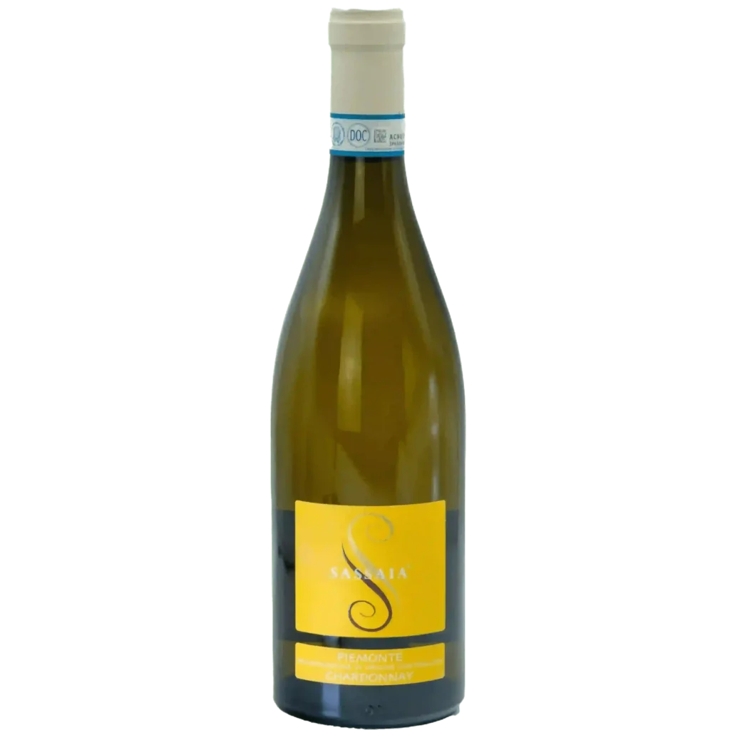 Bottle of Piemonte Chardonnay Italian White Wine.